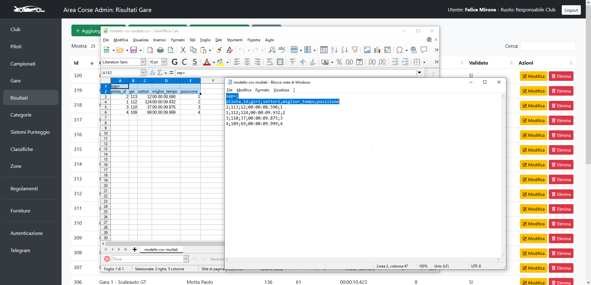 Step 3: Struttura del file dei risultati